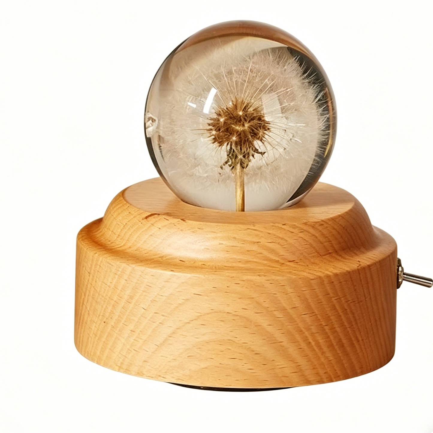 Celestial Serenade™ | Dandelion Crystal Ball Music Box | Wooden Base Musical Box