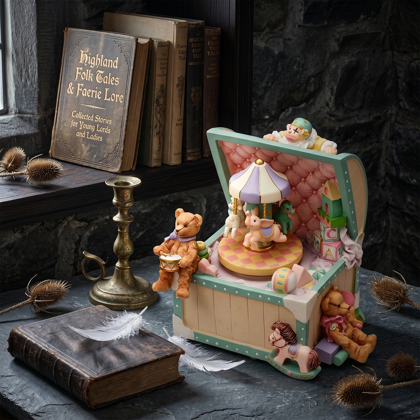 Celestial Serenade™ Carousel Clown Treasure Box Bluetooth Music Box