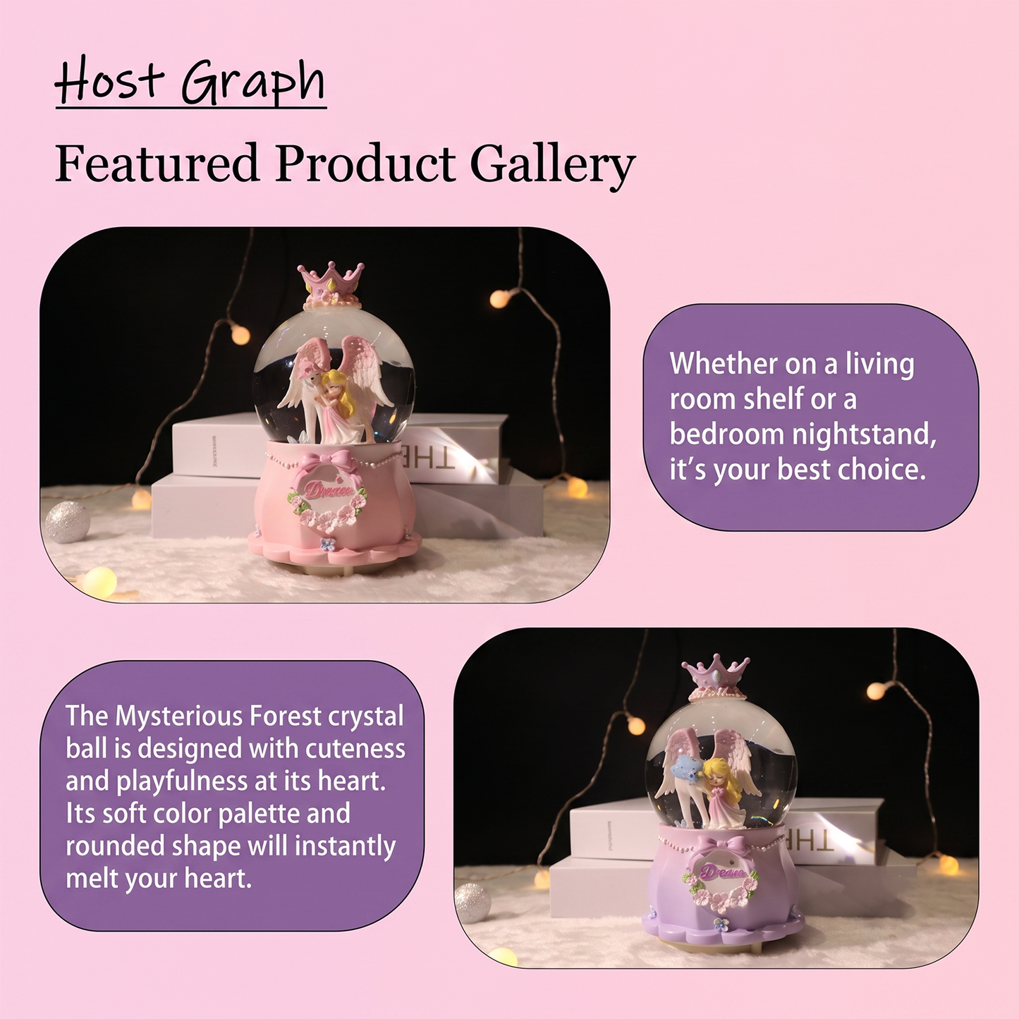 Celestial Serenade Angel & Unicorn Snow Globe Music Box