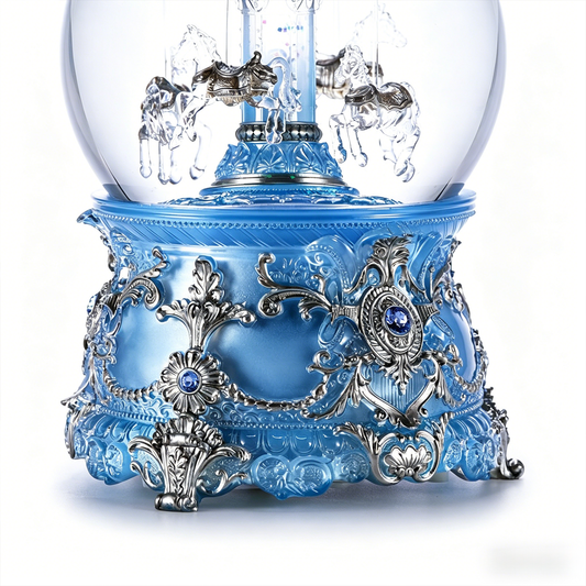 Celestial Serenade™ Moonlight Blue Carousel Snow Globe Music Box