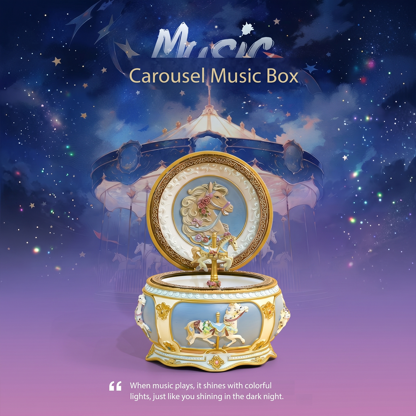 Celestial Serenade™ Rococo Carousel & Ballerina Music Box with LED Lights