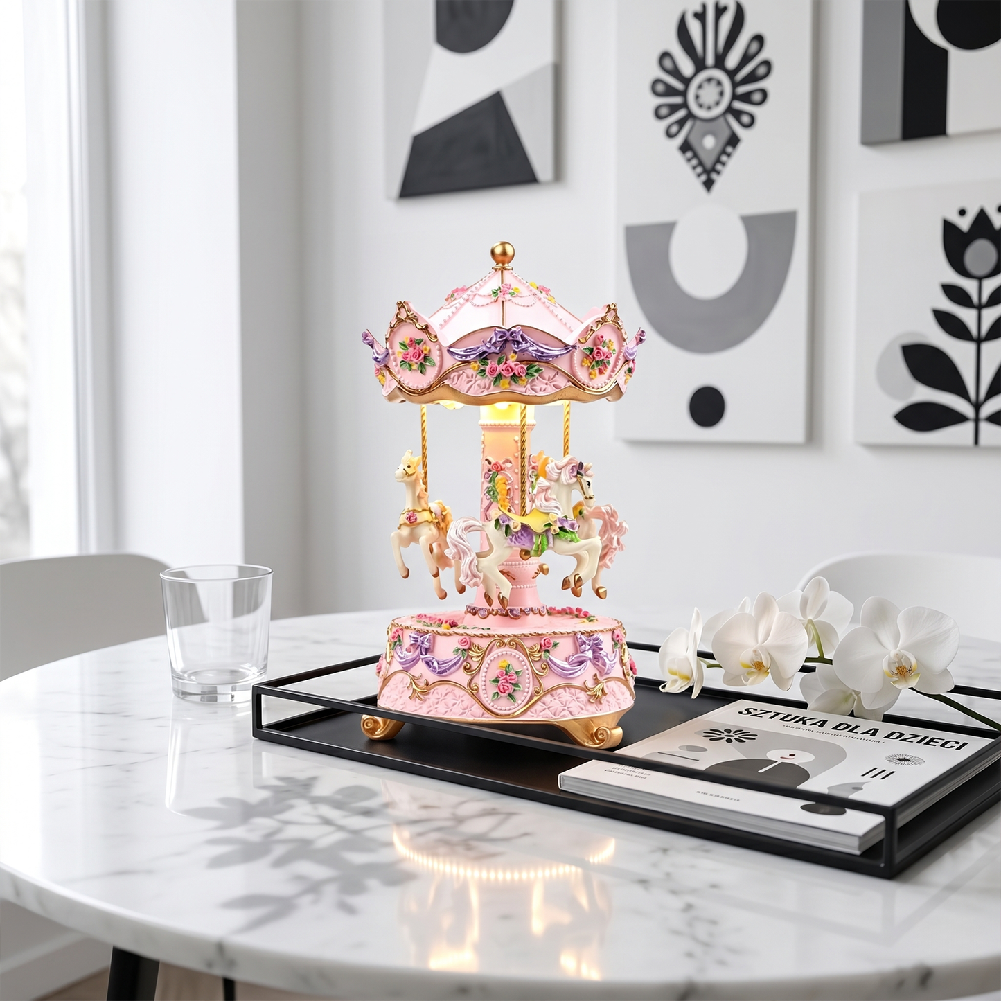Celestial Serenade™ Rotating Carousel Music Box with LED Lights