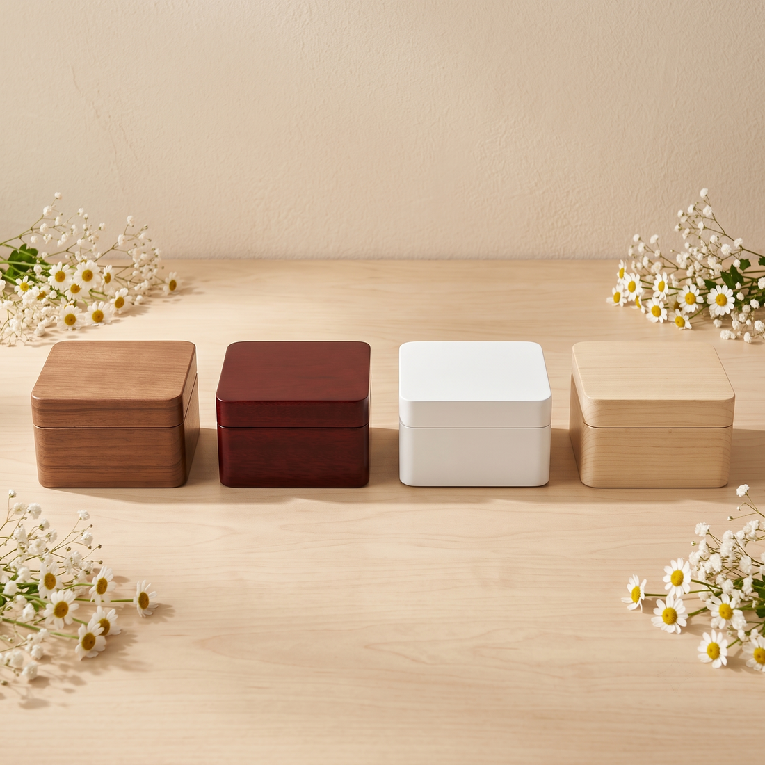Solid Wood Square Wind-Up Music Box: Custom Engraved Vintage Keepsake Gift