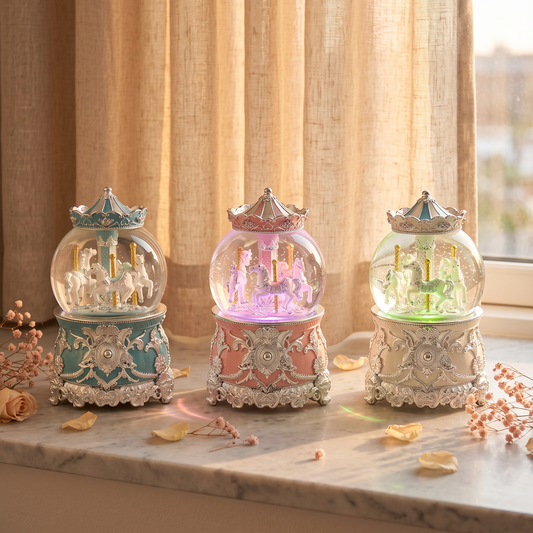 Carousel Snow Globe Music Box: A Romantic Bluetooth Keepsake Gift With Remote Control