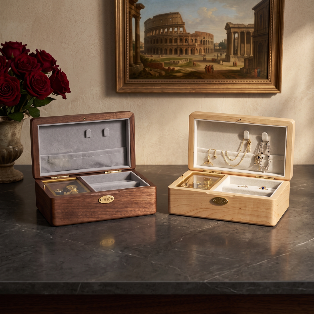 Solid Wood SANKYO Jewelry Music Box | Keepsake Gift &amp; Jewelry Organizer