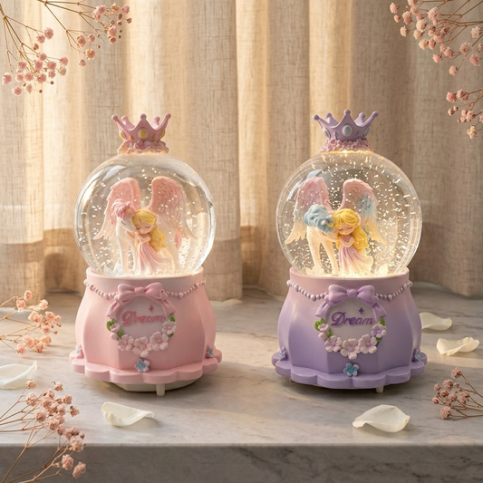 Princess Pegasus Snow Globe Music Box | LED Rotating Gift For Girls