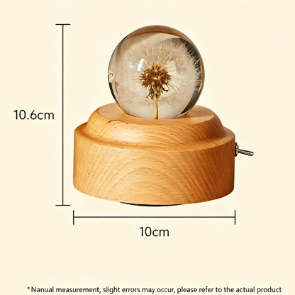 Celestial Serenade™ | Dandelion Crystal Ball Music Box | Wooden Base Musical Box