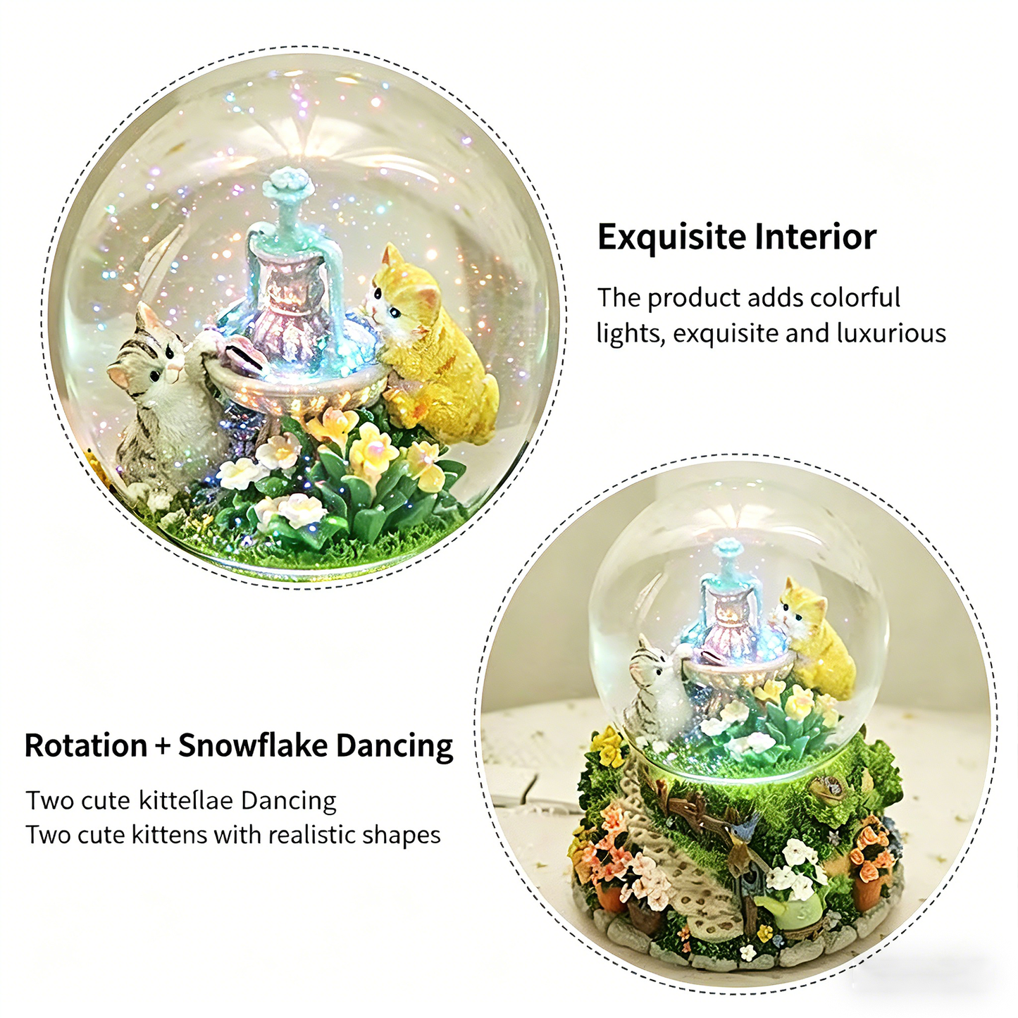 Celestial Serenade™ Kitten Garden Snow Globe Music Box
