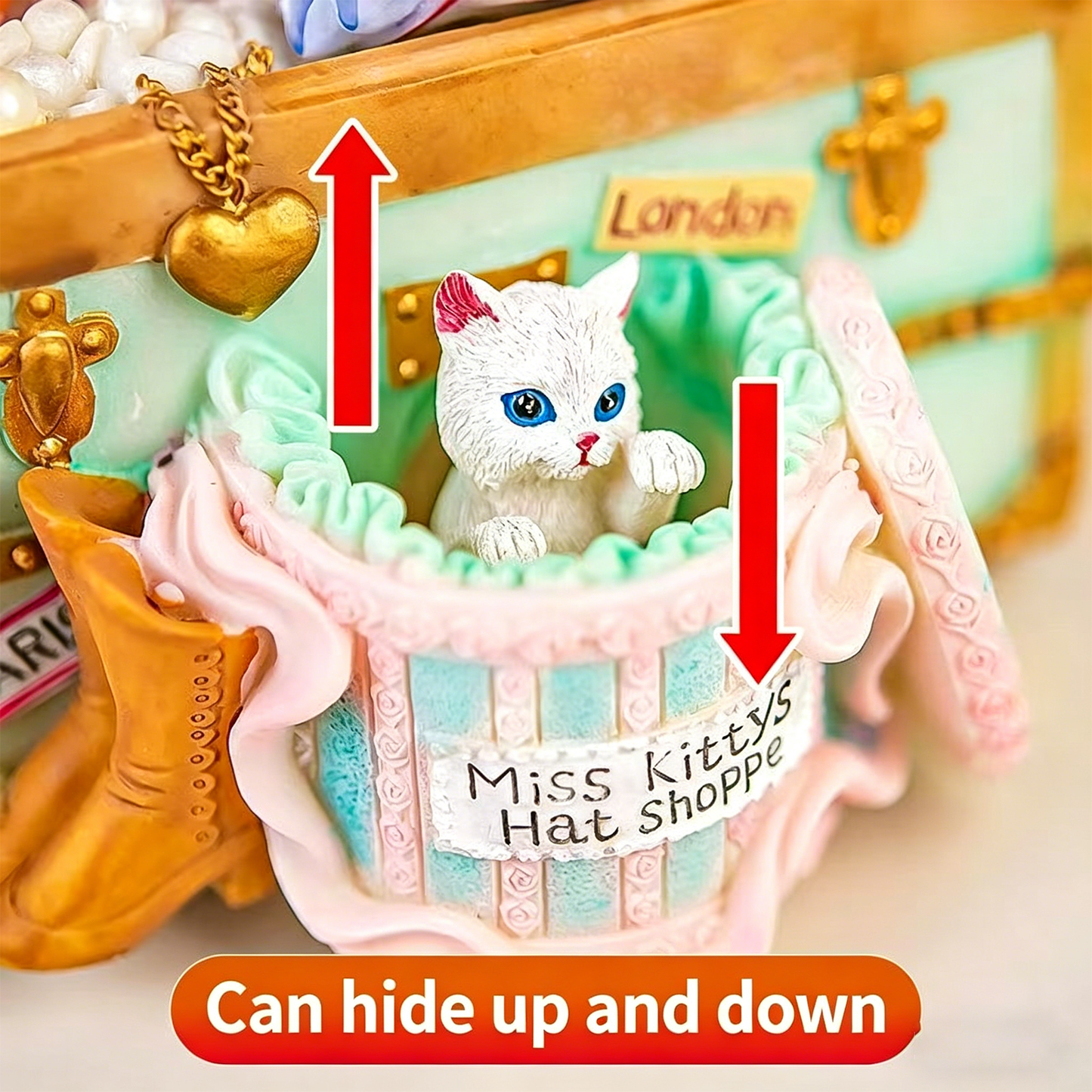 Celestial Serenade™ | Vintage Cat Suitcase Wind Up Music Box