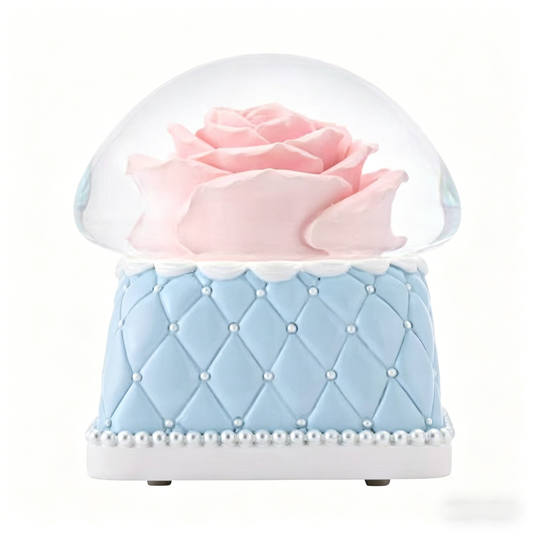 Celestial Serenade™ | Pink Rose Snow Globe Music Box | Wind Up Musical Box
