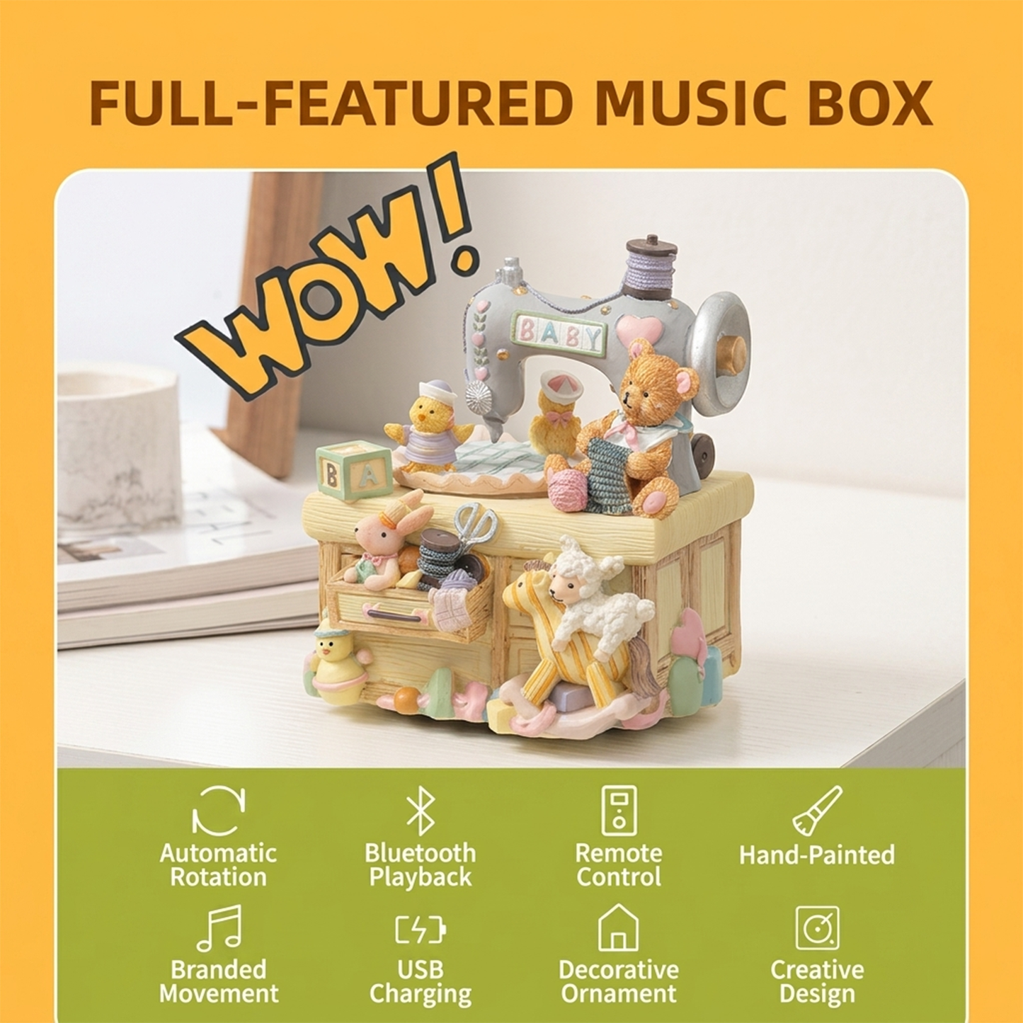 Celestial Serenade™ Sewing Machine Animal Music Box