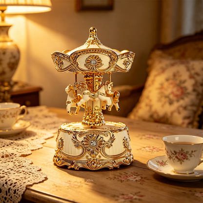 Celestial Serenade™ Gold Vintage Carousel Music Box