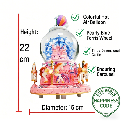 Celestial Serenade™ Bluetooth Castle Snow Globe Rotating Ferris Wheel Music Box