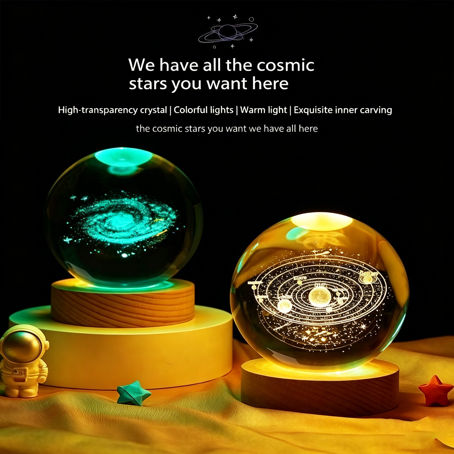 Celestial Serenade™ 3D Engraved Crystal Ball Night Light