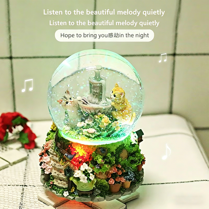 Celestial Serenade™ Kitten Garden Snow Globe Music Box