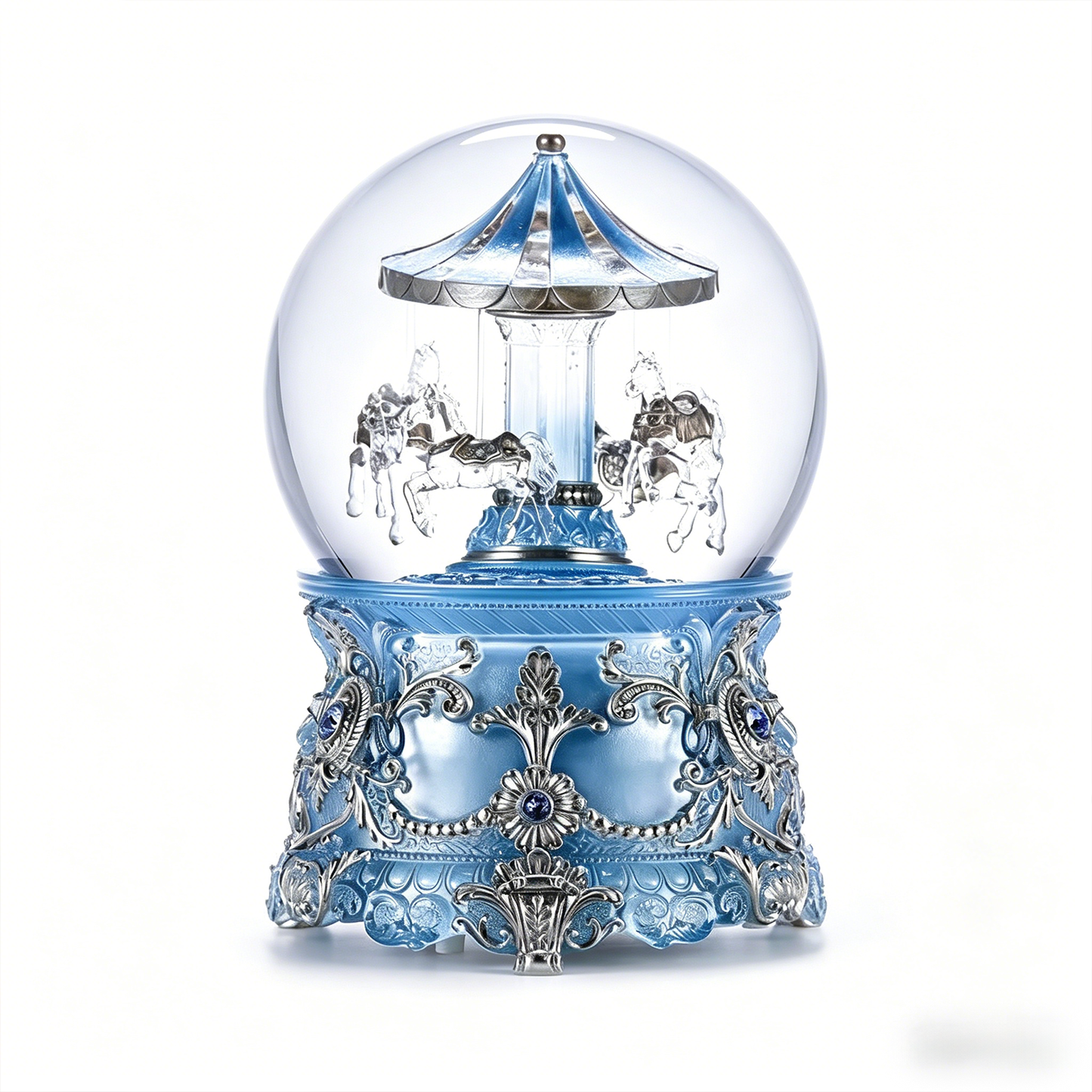 Celestial Serenade™ Moonlight Blue Carousel Snow Globe Music Box