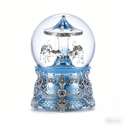 Celestial Serenade™ Moonlight Blue Carousel Snow Globe Music Box