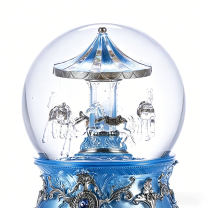 Celestial Serenade™ Moonlight Blue Carousel Snow Globe Music Box