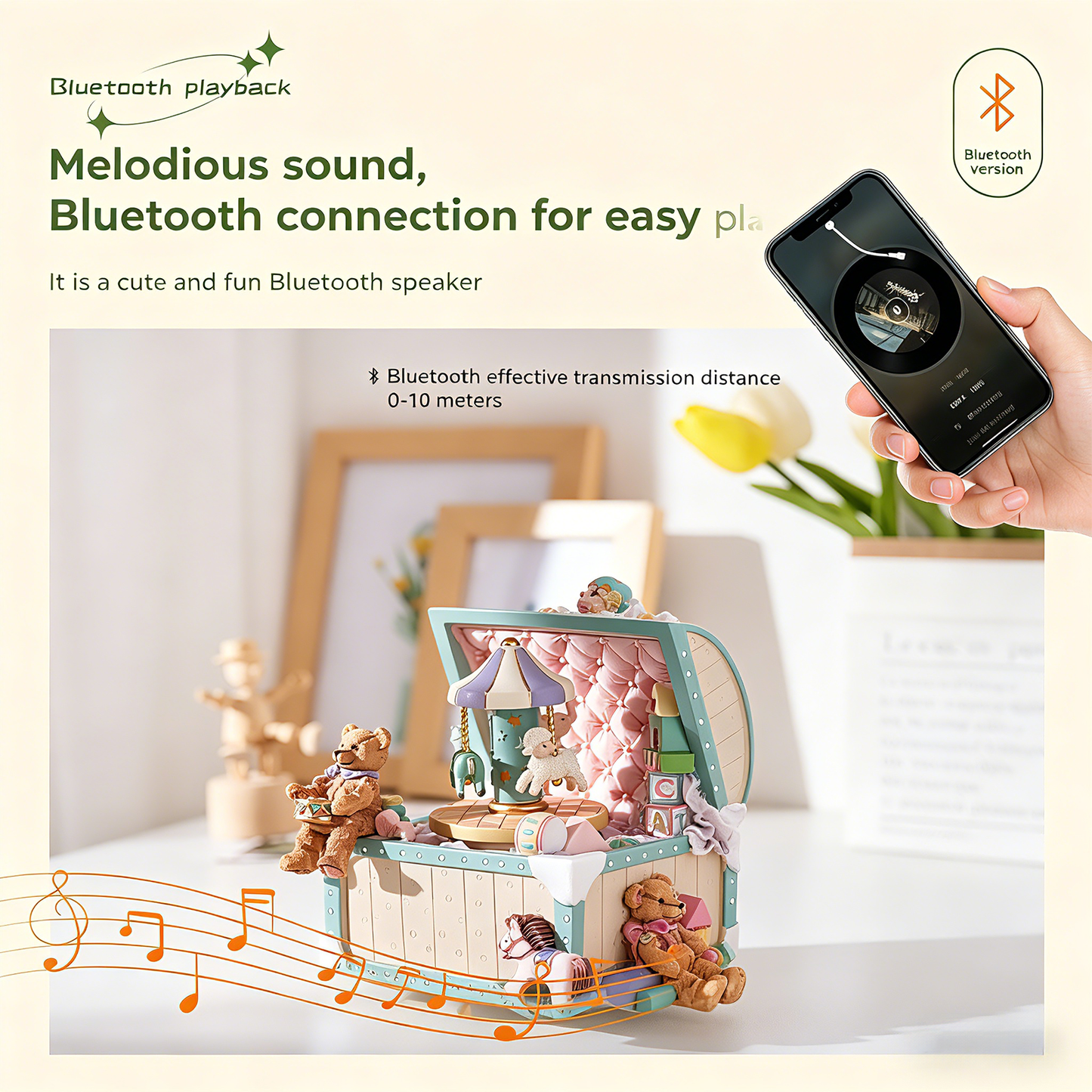 Celestial Serenade™ Carousel Clown Treasure Box Bluetooth Music Box
