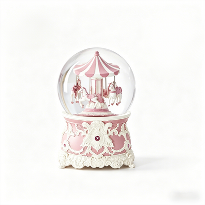 Celestial Serenade™ Pink Carousel Snow Globe Music Box