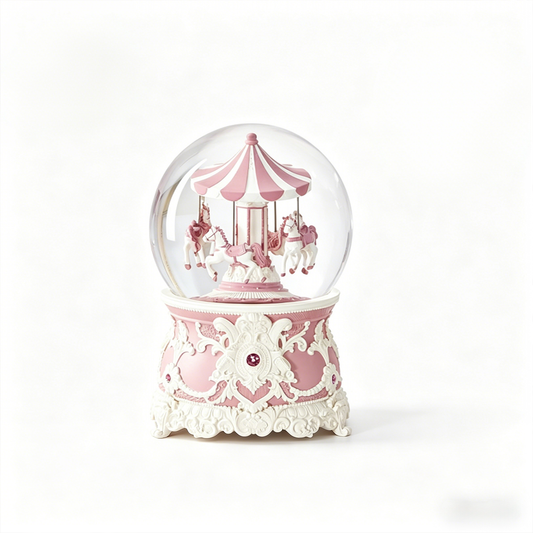Celestial Serenade™ Pink Carousel Snow Globe Music Box