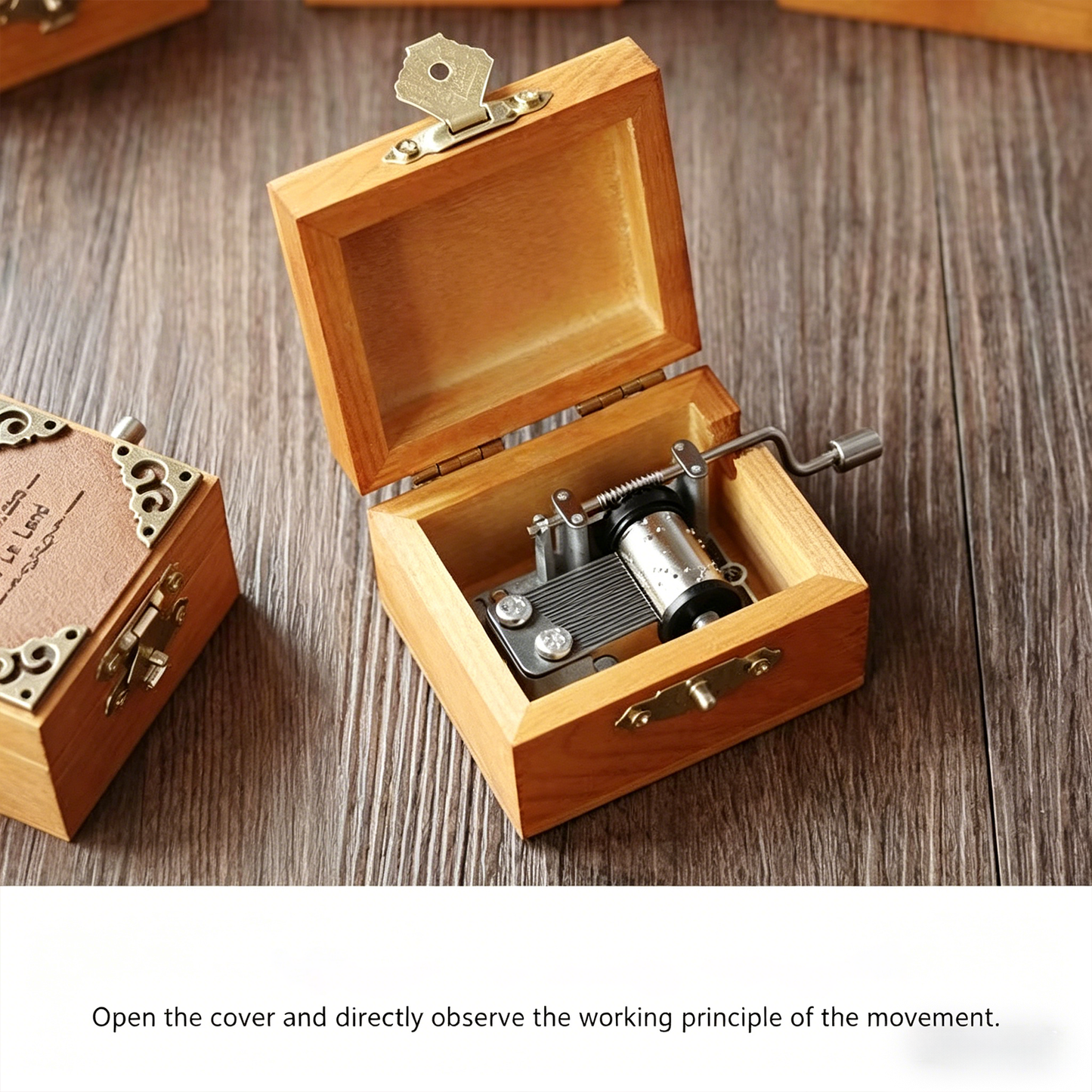 Celestial Serenade™ Vintage Hand-Crank Wooden Music Box