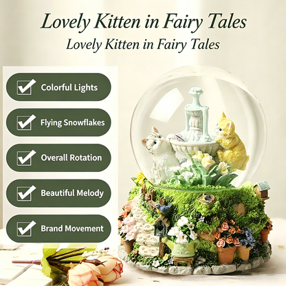 Celestial Serenade™ Kitten Garden Snow Globe Music Box
