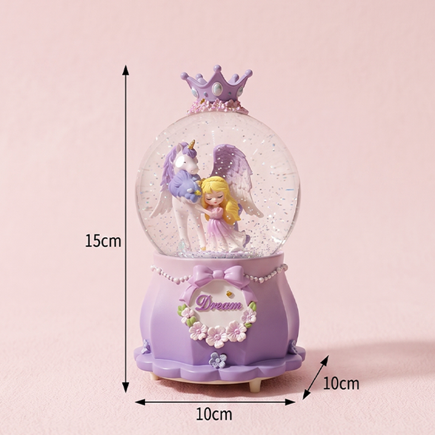 Celestial Serenade Angel &amp; Unicorn Snow Globe Music Box