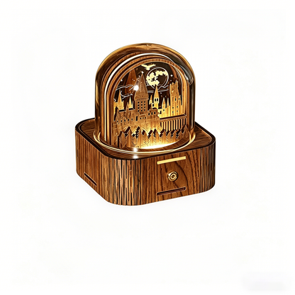 Celestial Serenade | Hogwarts Castle 3D Wooden Music Box with LED Night Light
