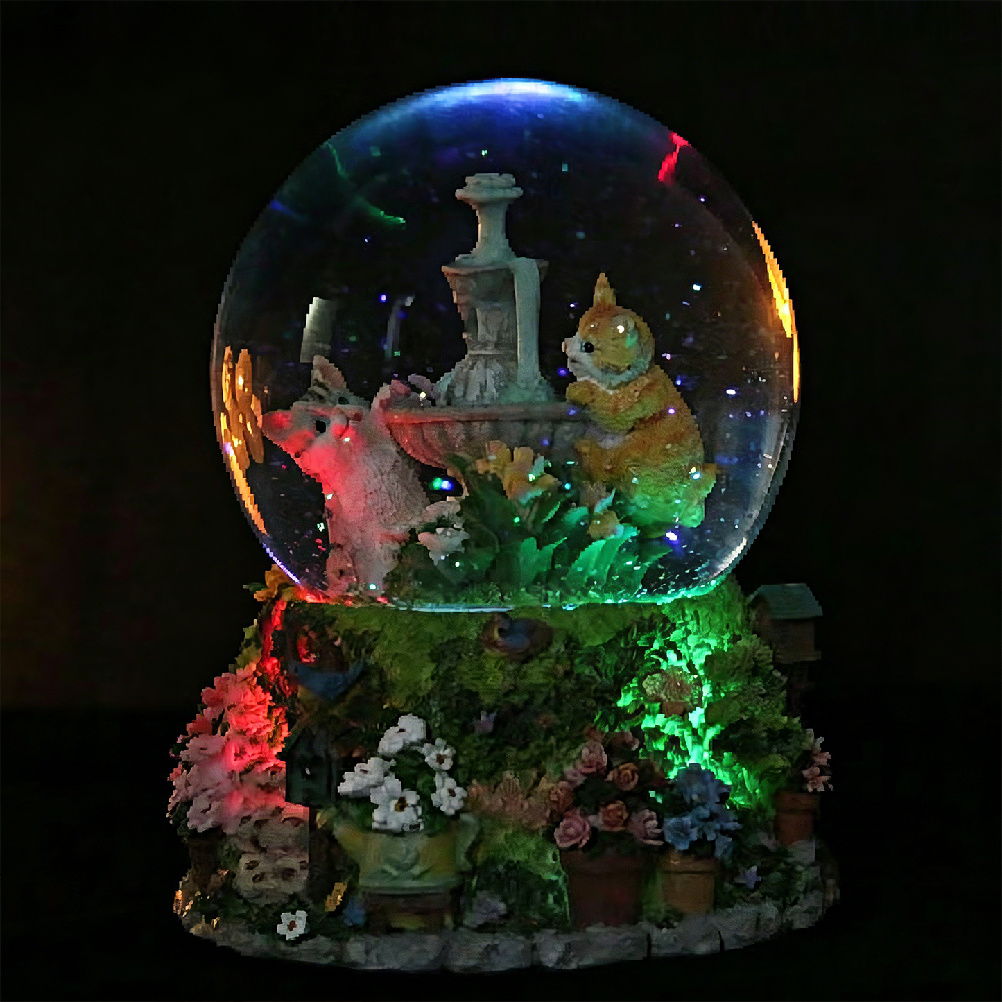 Celestial Serenade™ Kitten Garden Snow Globe Music Box
