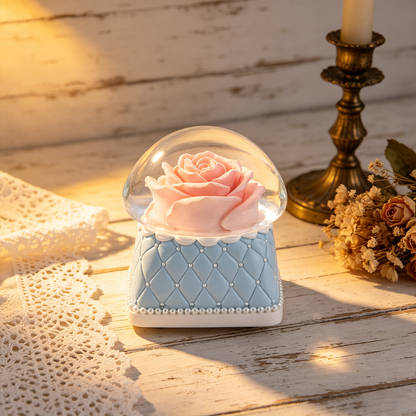Celestial Serenade™ | Pink Rose Snow Globe Music Box | Wind Up Musical Box