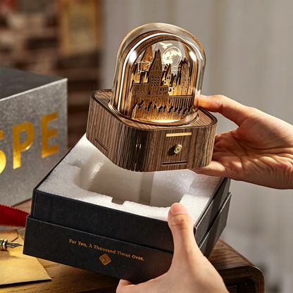 Celestial Serenade | Hogwarts Castle 3D Wooden Music Box with LED Night Light