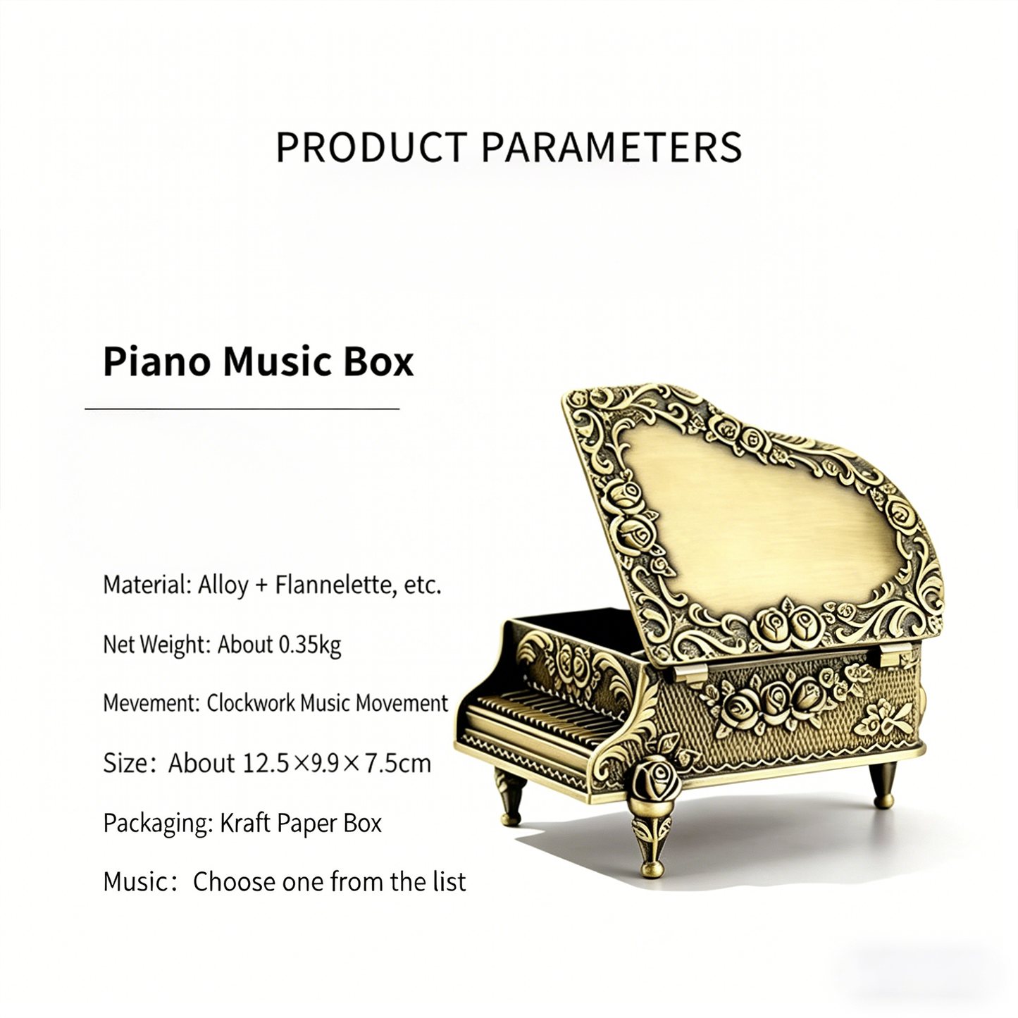 Celestial Serenade™ | Vintage Miniature Grand Piano Music Box