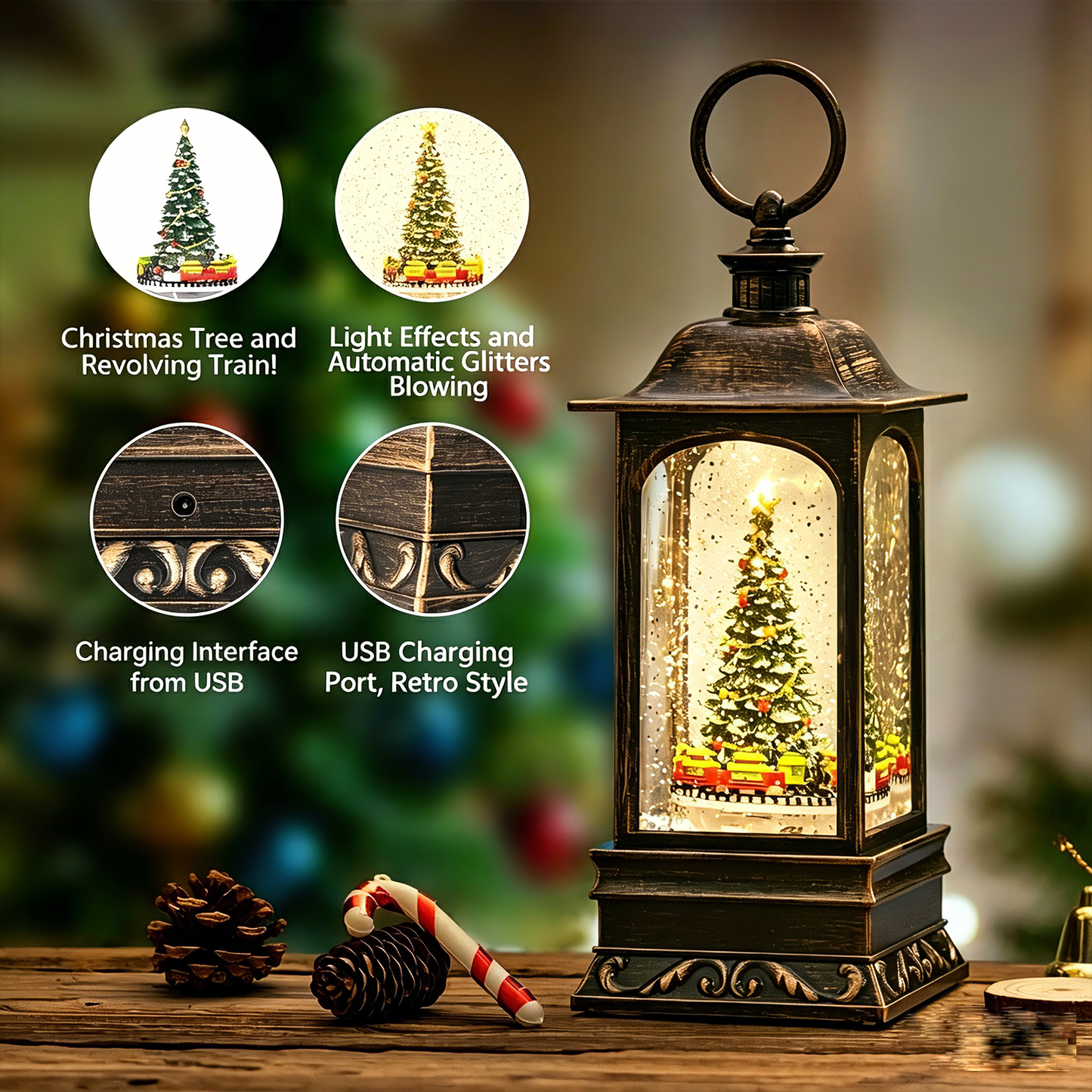 Celestial Serenade™ Vintage Christmas Musical Snow Globe Lantern