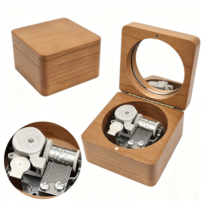 Celestial Serenade™ Square Wooden Music Box with Mirror