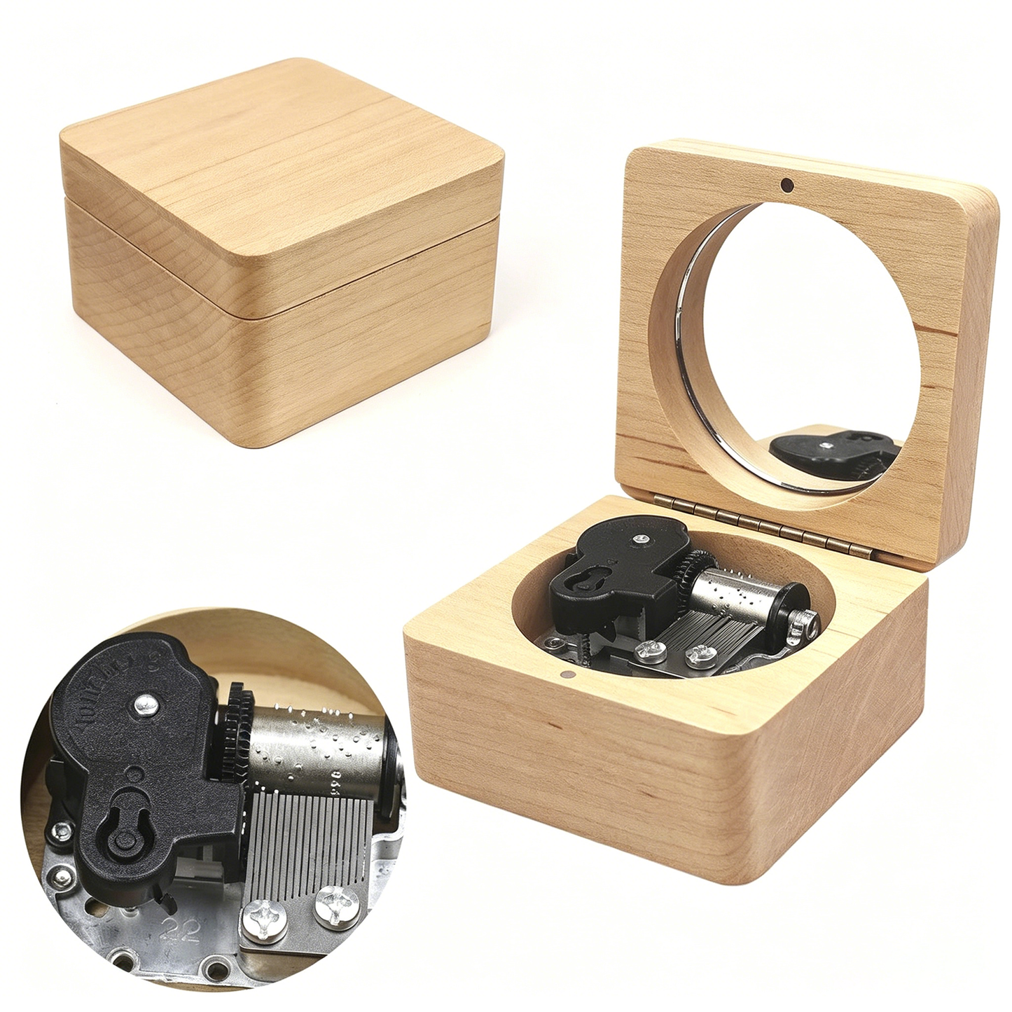 Celestial Serenade™ Square Wooden Music Box with Mirror