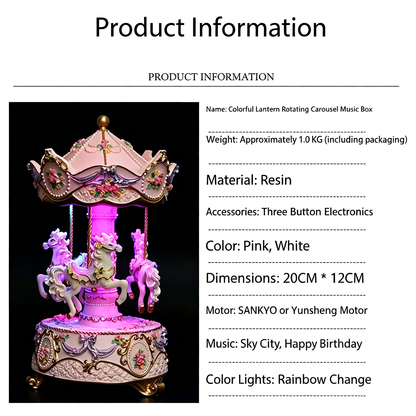 Celestial Serenade™ Rotating Carousel Music Box with LED Lights
