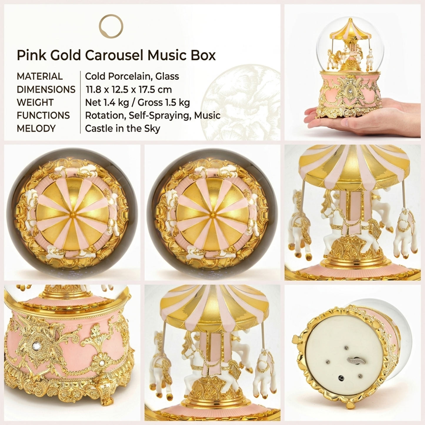 Celestial Serenade™ Multi-Color Carousel Snow Globe Music Box Collection