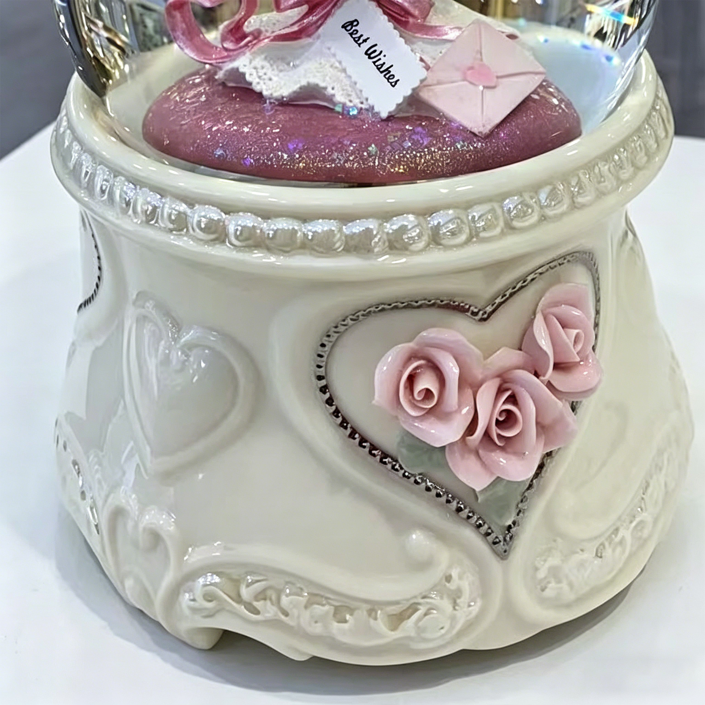 Celestial Serenade™ | Pink Rose Bouquet Snow Globe Music Box