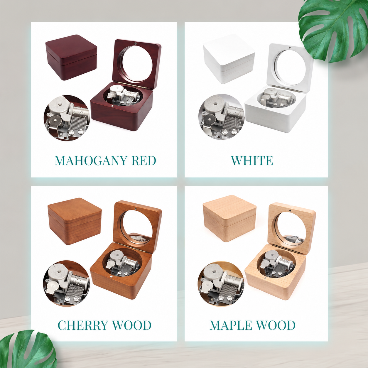 Celestial Serenade™ Square Wooden Music Box with Mirror