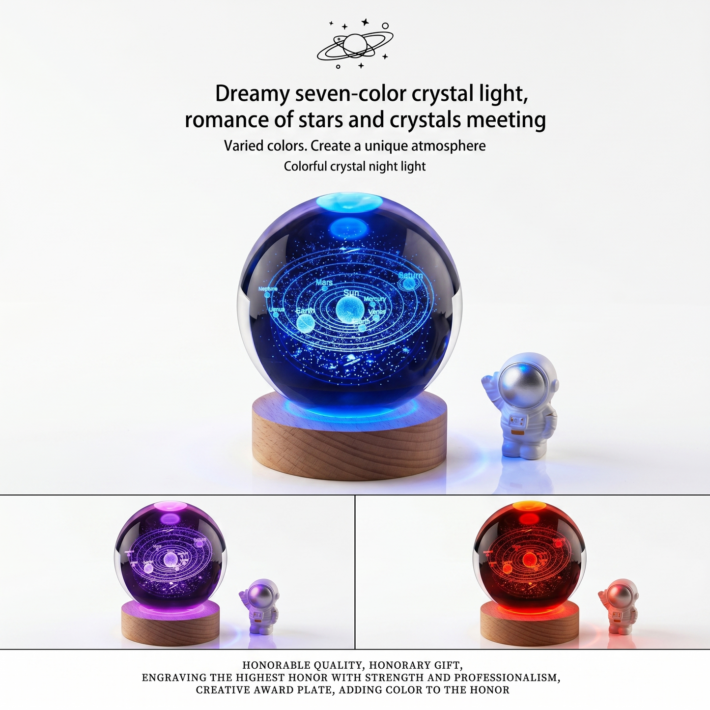 Celestial Serenade™ 3D Engraved Crystal Ball Night Light