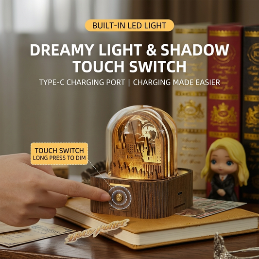 Celestial Serenade | Hogwarts Castle 3D Wooden Music Box with LED Night Light
