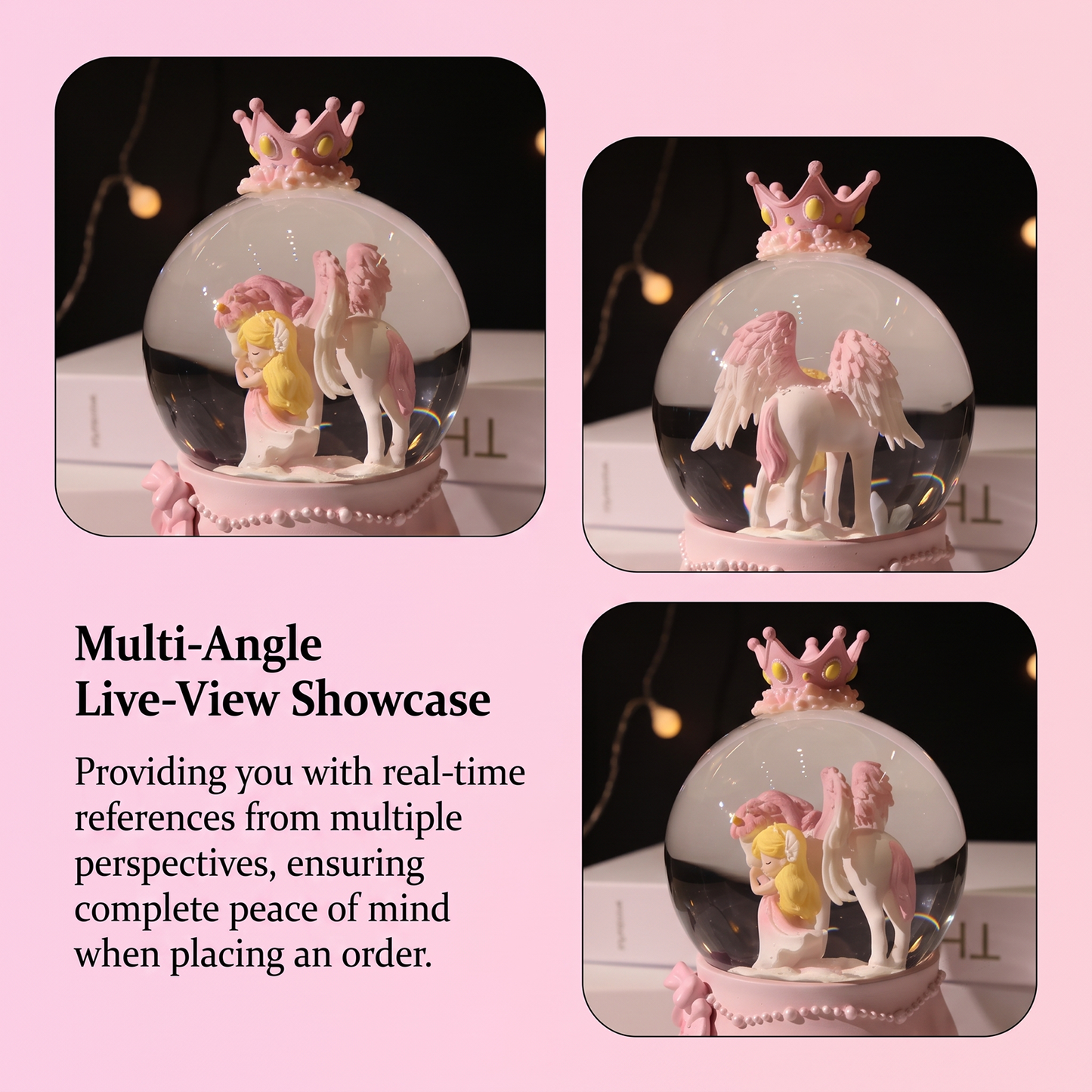 Celestial Serenade Angel &amp; Unicorn Snow Globe Music Box