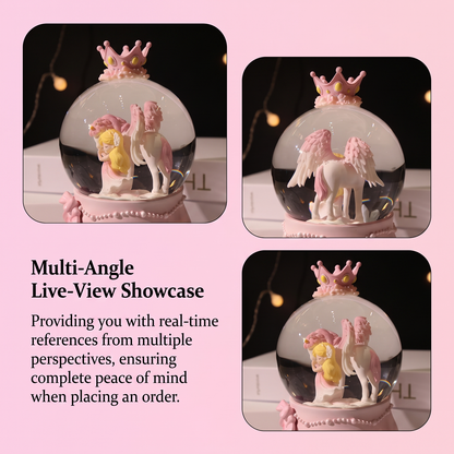 Celestial Serenade Angel &amp; Unicorn Snow Globe Music Box