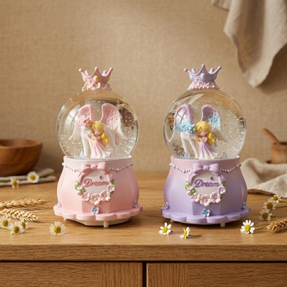 Celestial Serenade Angel &amp; Unicorn Snow Globe Music Box