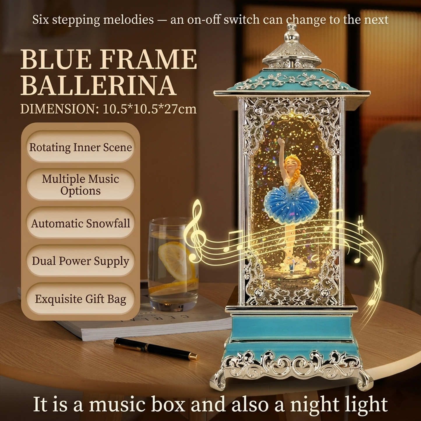 Celestial Serenade™ Rotating Snow Globe Lantern Music Box