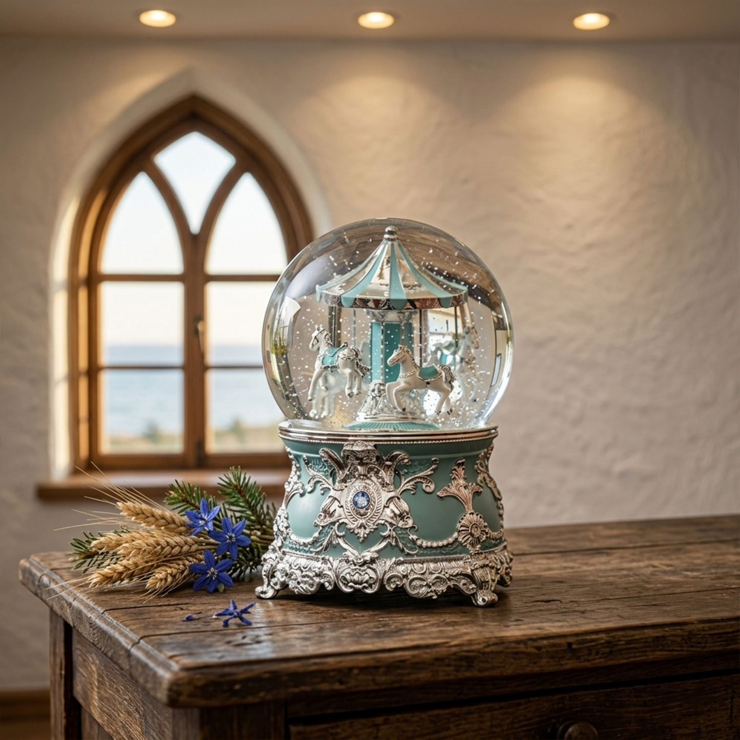 Celestial Serenade™ Multi-Color Carousel Snow Globe Music Box Collection