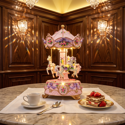 Celestial Serenade™ Rotating Carousel Music Box with LED Lights