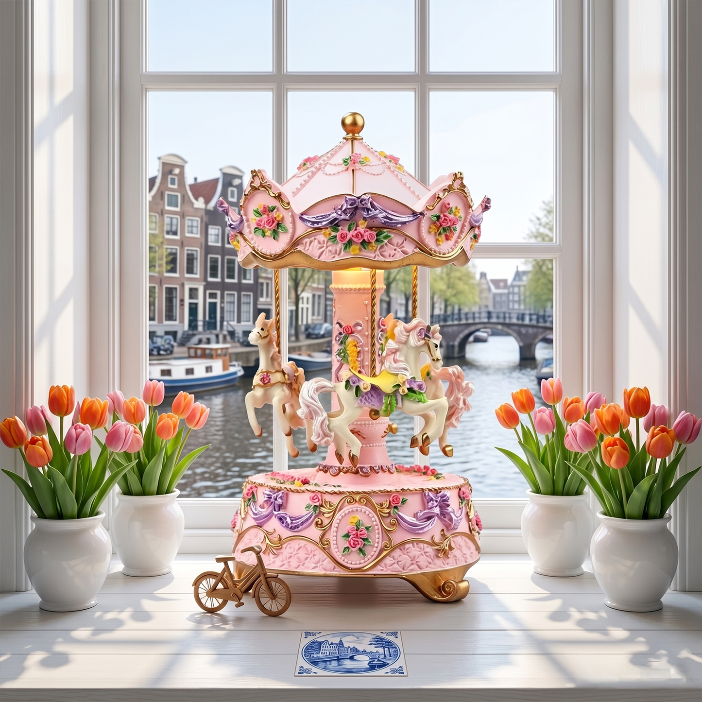 Celestial Serenade™ Rotating Carousel Music Box with LED Lights