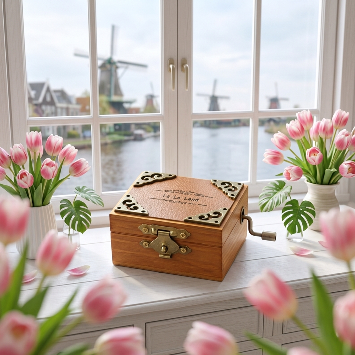 Celestial Serenade™ Vintage Hand-Crank Wooden Music Box